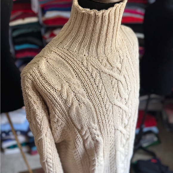 GAP Other - Vintage Gap Cable Hand-Knit Cream Sweater, Linen Blend, L